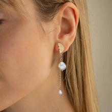 Load image into Gallery viewer, Half Coin Coastal Pearl Earrings
