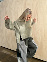 Load image into Gallery viewer, Deal of the Day Olive Dreams Exposed Seam Sweatshirt
