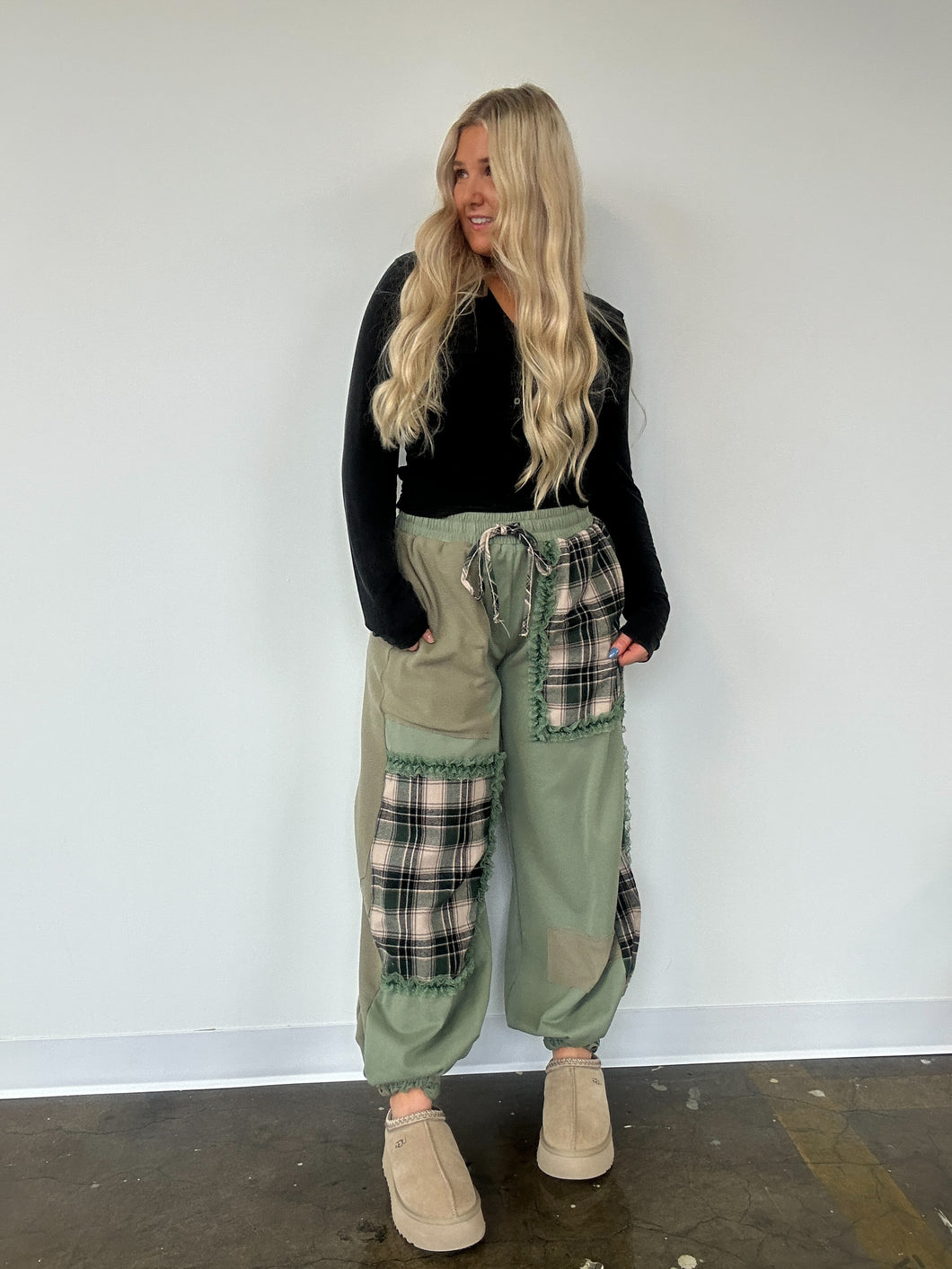 Framed Plaid Joggers