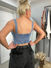 Load image into Gallery viewer, Dime on Denim Stretchable Corset Top
