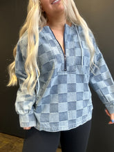 Load image into Gallery viewer, Checkered Denim Half Zip
