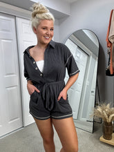 Load image into Gallery viewer, Tie it In Ribbed Romper
