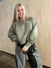 Load image into Gallery viewer, Deal of the Day Olive Dreams Exposed Seam Sweatshirt
