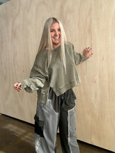 Load image into Gallery viewer, Deal of the Day Olive Dreams Exposed Seam Sweatshirt
