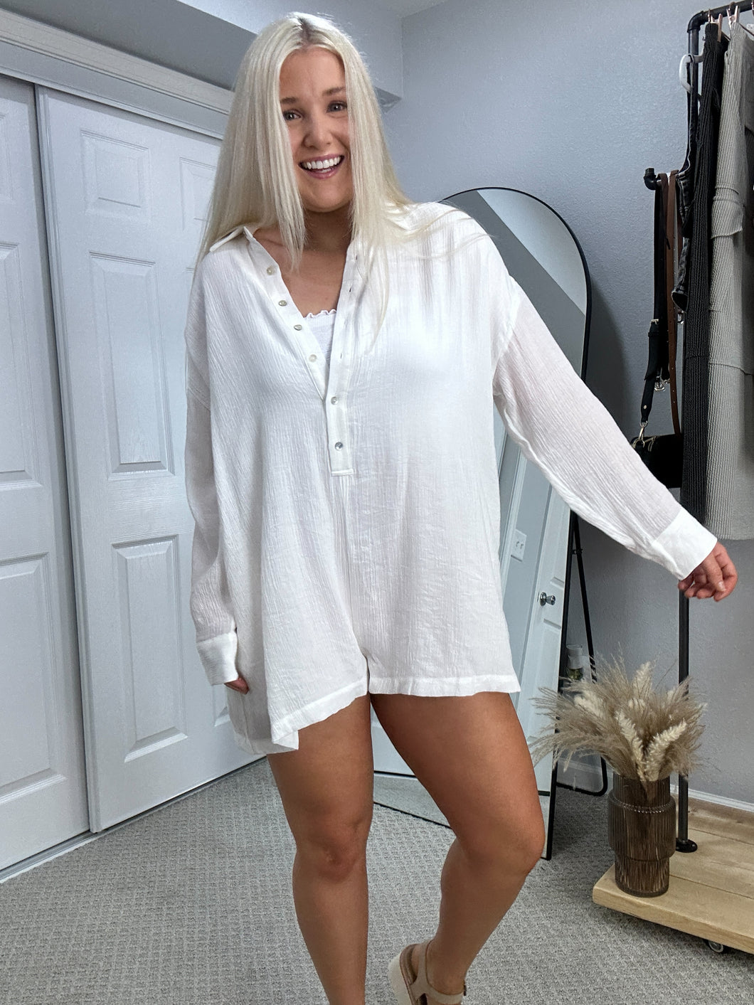 Going Gauze Long Sleeve Romper