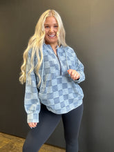 Load image into Gallery viewer, Checkered Denim Half Zip
