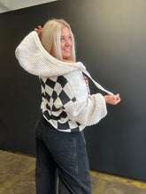 Load image into Gallery viewer, Cloud Nine Checkered Sweater Cardigan
