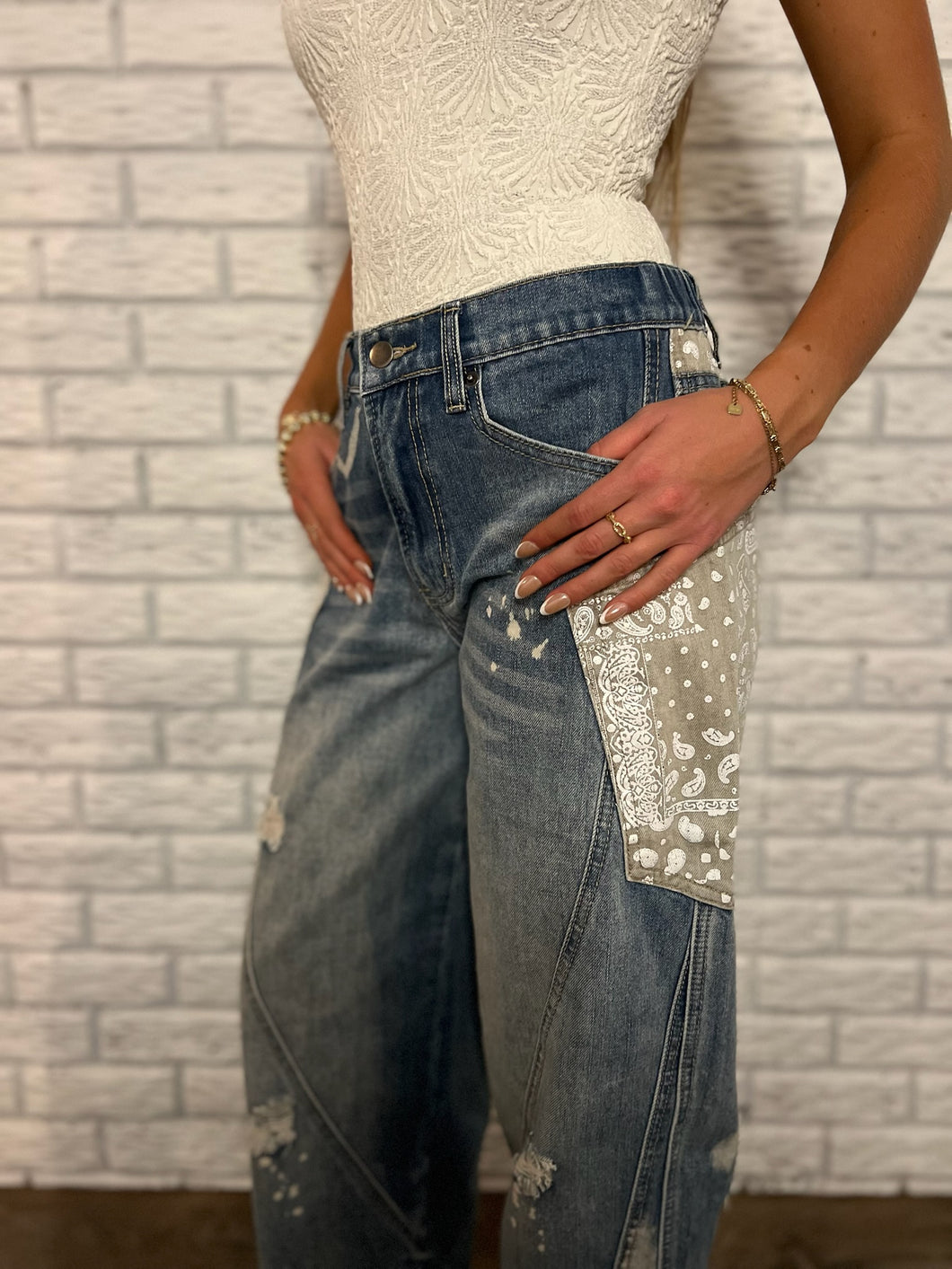 Outlaw Paisley Barrel Jeans